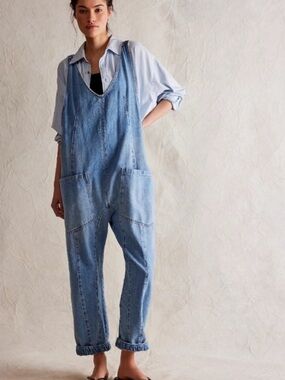 FP We The Free High Roller Denim Jumpsuit Size XS